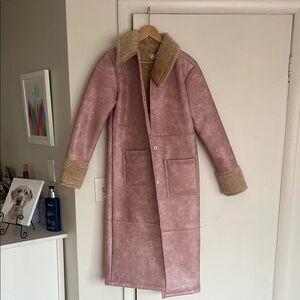NWT Kimchi Blue Sherpa Lined Pink Pleather Trench